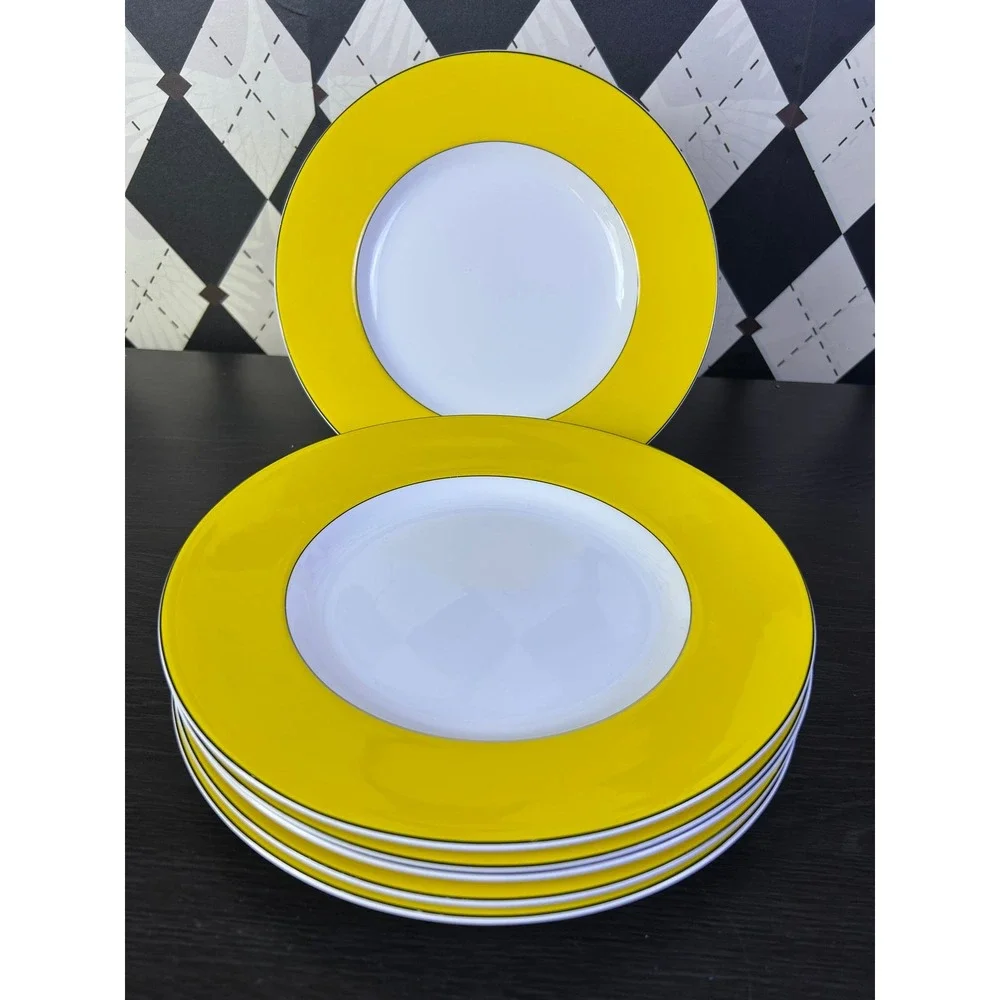 Set of 6 Kate Spade x Lenox Yellow Rutherford Circle Plates 9.5